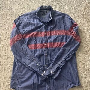 Tommy Hilfiger Blue and Red Casual Shirt